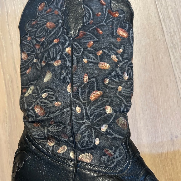 Pecos Bill Cowgirl Western Boots Black Floral Size 8 Rodeo Wearable Western - Picture 4 of 8